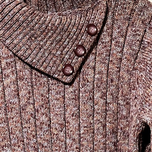 Dressbarn woman size 18/20 pink variegated asymmetric collar chunky sweater - Picture 2 of 7